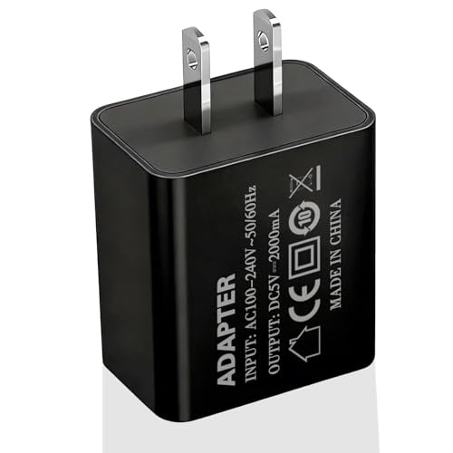 5V 2A USB Wall Charger 10W Power Adapter 5 Volt 2amp USB Brick Charging Block USB A Cube Plug for Wall Outlet 5V2A Power Head for Small Appliances Table Lamps/Kids Electric Toys/Watch/Phone/USB Fan - color: 5v2a black