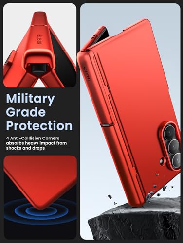 i-Blason for Samsung Galaxy Z Fold 7 Case MagSafe with Stand [9H+ Tempered Glass Screen Protector] [Hinge Protection] Wireless Charging Full-Body Protective Kickstand Case for Z Fold 7 (Red) - color: Red