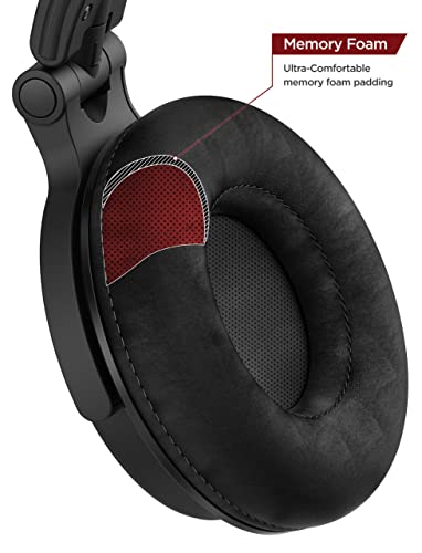 Thore Over-Ear iPhone Headphones with Lightning Connector – Closed Back Studio DJ Monitor Earphones w/Apple MFI Certified Cable (50mm Neodymium Drivers, V200 Black)