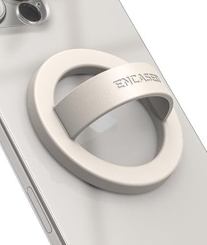 Encased Magnetic Phone Grip Holder (Compatible with MagSafe) Thin Silicone Finger Loop Ring for iPhone (Ivory) - color: Ivory