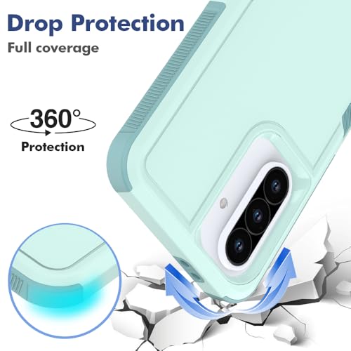 for Samsung Galaxy A37 / Galaxy A36 5G / Galaxy A57 5G Case: Dual Layer Protective Heavy Duty Cell Phone Cover Shockproof Rugged with Screen Protector - Military Protection Bumper Tough, Green - color: Mint Green (PC) + Mint Green (TPU)