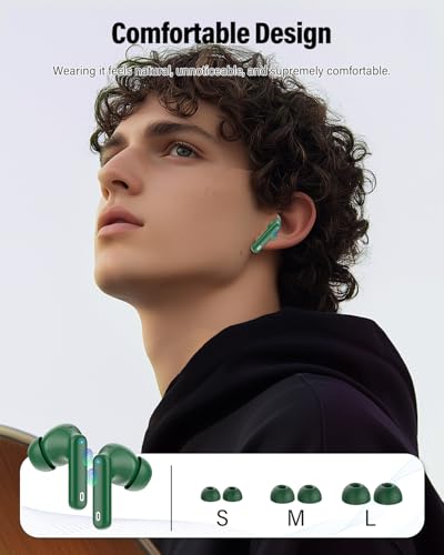 Wireless Earbuds, Bluetooth 5.4 Headphones Bass Stereo/Clear Calls, Green - color: Green