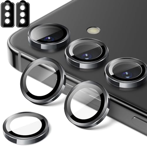 for Galalxy S25 FE Camera Lens Protector, Anti-Scratch HD Clarity 9H Tempered Glass with Aluminum Edging, Individual Lens Screen Protective Ring for Galalxy S25 FE 2025, 2 Set,Black - color: Black