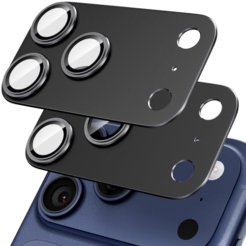 [2 Pack Camera Lens Protector for iPhone 17 Pro Max,9H Tempered Glass,Aviation Aluminum Plate Cover,Night Circle,No Bubble,HD Clarity,Case Friendly,Easy Installation-Black - size: for iPhone 17 Pro Max