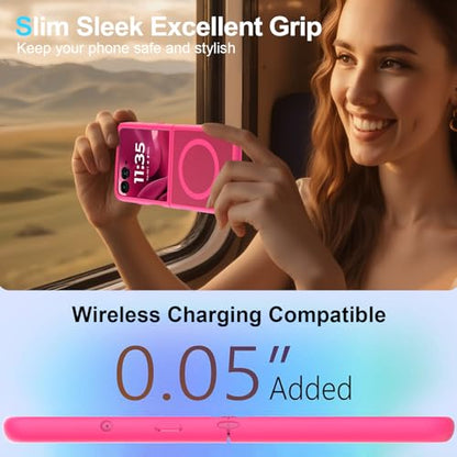 Case for Motorola Razr Ultra 2025/Razr Ultra 2026 Magnetic Cover Phone Case,Slim-Fit Hard PC Bumper Shockproof Silicone Protective Cases,Hot Pink - color: Magnetic Hot Pink-Motorola Razr Ultra 2025/2026