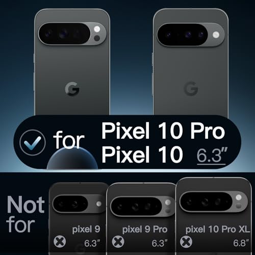 JETech Case for Google Pixel 10/10 Pro, Anti-Yellowing, Obsidian Black | Shockproof Protection, Scratch Resistant Hard PC Back, Durable Transparent TPU Bumper - color: Black, size: Pixel 10/10 Pro