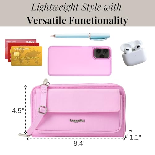 Baggallini Rfid Phone Wallet Crossbody - color: Hibiscus Pink