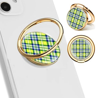 Cell Phone Ring Holder, Cute Phone Ring Grip Stand, 360°Rotation Funny Metal Kickstand Finger Grip Colorful Plaid - color: Colorful Plaid