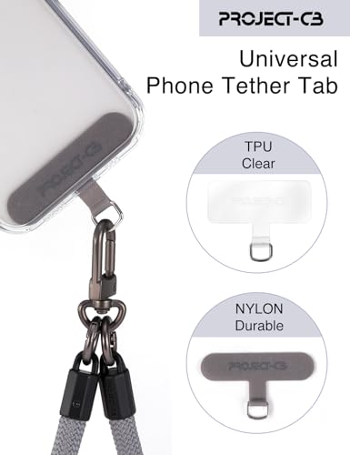 Phone Tether Tab 2 Pack,Universal Phone Lanyard Patch Without Adhesive,Phone Strap Replacement Part for Cell Phone (Gray&Clear) - color: Gray&clear