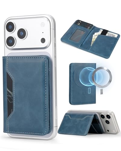 For MagSafe Wallet,Magnetic Card Holder RFID Blocking Wallet with 5 Card Slots & Cash Pocket For iPhone 17/16/ 15/14/ 13/12/ Pro/Max/Plus/Air Blue - color: Blue