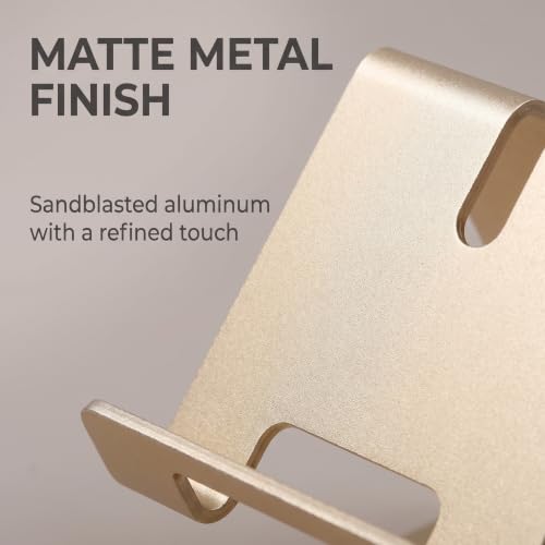 Gold Aluminium Alloy Cell Phone Stand, Cell Phone Aluminum Desktop Solid Universal Desk Stand Aluminum Desktop Stand for All Mobile Smart Phone Office Decor Cell Phones and Accessories