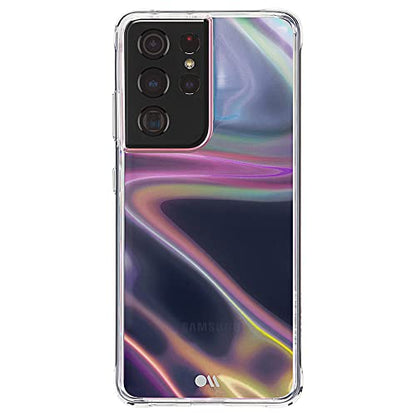 Case-Mate Soap Bubble Samsung Galaxy S21 Ultra 5G Case [6.8"] [10ft Drop Protection] [Wireless Charging] Phone Cover for Samsung Galaxy S21 Ultra 5G - Iridescent Swirl Effect, Anti-Scratch- Iridescent - color: Iridescent
