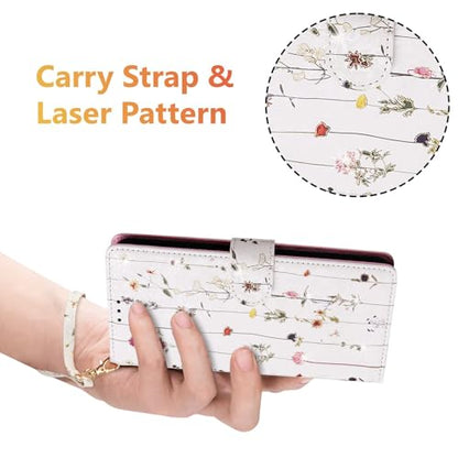 UEEBAI Wallet Case for Samsung Galaxy S23 Plus 5G, PU Leather Phone Case Kickstand RFID Blocking Flip Case with Card Slots Wrist Strap Relief Engraved Pattern Magnetic Closure Folio Case - Vine - color: Vine, size: Samsung Galaxy S23 Plus 5G