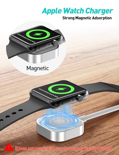Retractable Apple Watch Charger - 100W 4 in 1 Retractable Charging Cable with USB-C, Lightning, Micro USB & Apple Watch Charger for iWatch/iPhone 17/16/15/14/13/12/Android/iPad/Tablet/Laptop, White