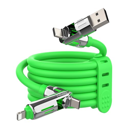 MFish 240W 4-in-1 Fast Charging Cable, Green, 6.6FT - color: Green, size: 6.6FT