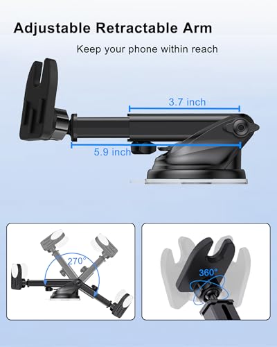 Car Mount for Pop Socket, Dashboard Windshield Car Phone Holder Compatible with Popsocket, Powerful Suction Cup Car Phone Mount Fits All Smartphones with Pop Grip - style: Extended Socket Mount