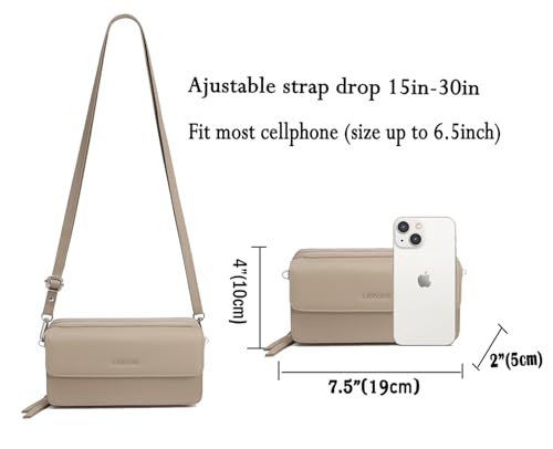 RFID Crossbody Wallet Wristlet Purse with Phone Pocket For Women Vegan Leather - color: Zb-saffiano Khaki