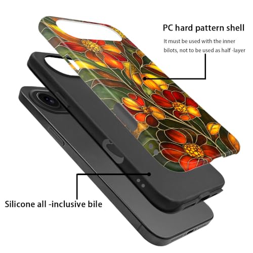 Compatible with iPhone 17 Air,Anti-Scratch Glossy Case Cover,Stained Glass Flower 03 - color: Stained Glass Flower 03, size: IPhone 17 Air