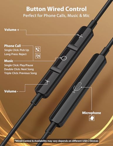 Jiunai USB C Wired Earbuds Right Angle in Ear Headphones Mic Metal Black - color: Metal Black