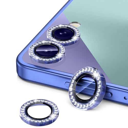 2-Pack Camera Lens Protectors for Galaxy Z Flip7, Glitter Bling Sparkly Camera Cover with Aluminum Edging,Individual Metal Lens Cover [Case Friendly],Bling Blue - color: Bling Blue
