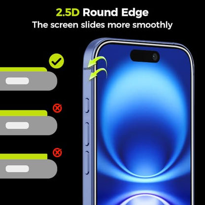 3-Pack Screen Protector for iPhone 16/15 with [Easy Pull] Installation Frame,9H Hardness Tempered Glass,Ultra Resistant, HD Clear, Bubble-Free, Case Friendly [Not for Pro/Plus Models] - size: iPhone 15/16 - 3 Pack