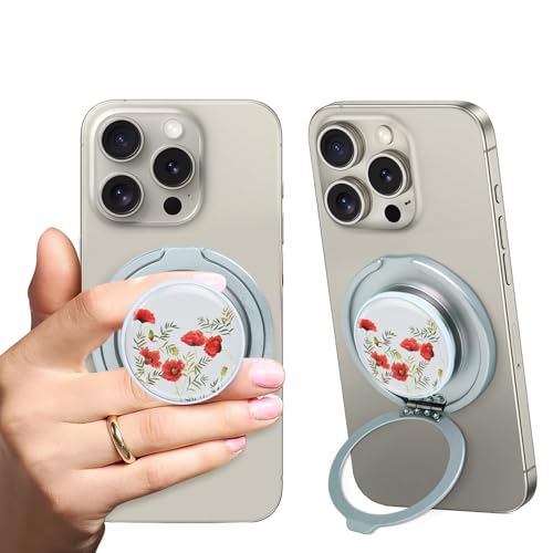 Cell Phone Grip with Kickstand，Adjustable Foldable Desktop Phone Holder - color: 147 Flower