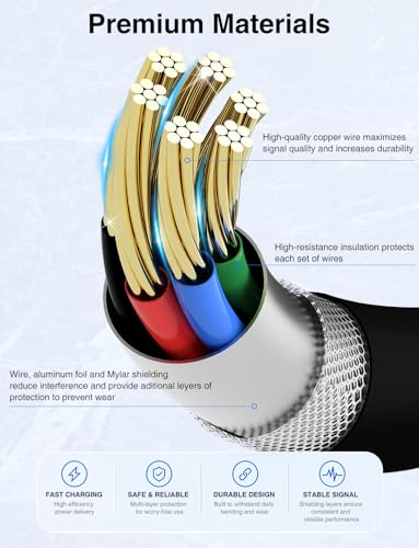 USB C to Lightning Cable [Apple MFi Certified] - 2Pack 6/10FT - Black - color: Black, size: 6ft+10ft