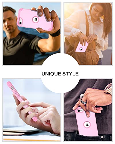 BENTOBEN for iPhone SE 2022 Phone Case and iPhone SE 2020 Case, Heavy Duty 3 in 1 Full Body Rugged Shockproof Hybrid Hard PC Soft Rubber Bumper Drop Protective Girls Women Boy Cover,Light Pink Design - color: Light Pink
