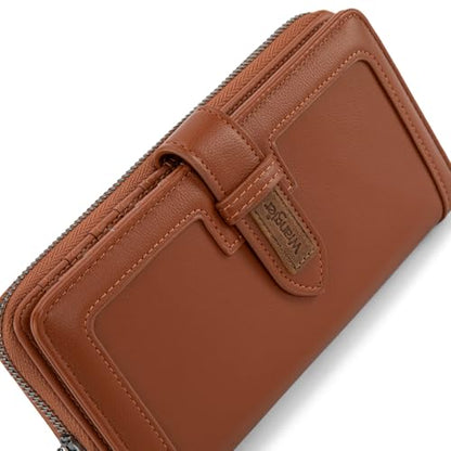 X Wrangler Women's Wallets Bifold Wristlet Wallets for Women Large Capacity Credit Card Wallet with ID Window - color: Brown