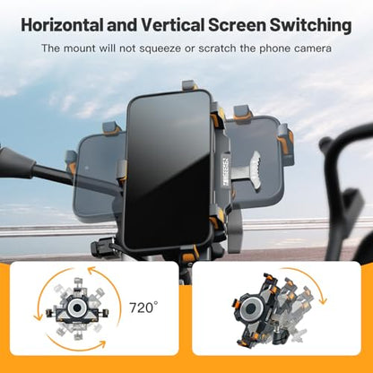 Aluminum Motorcycle Cell Phone Mount with Vibration Dampener, M1 Anti-Theft MTB Phone Mount for Motorcycle ATV Bike UTV Scooter, ATV Phone Holder Fit 6.1"-7.2" Phone, High-Speed Secure Lock - style: M1