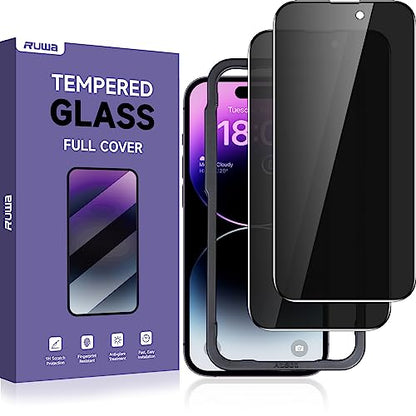 ruwa Privacy Screen Protector for iPhone 14 Pro Max [6.7 Inch][2-Pack] Anti-peep Tempered Glass Film with Easy Installation Alignment Frame, 9H Hardness, Scratch Resistant, Case Friendly - size: for iPhone 14 Pro Max-6.7 inch 2-Pack