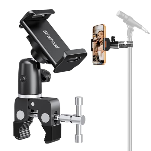 elitehood Swivel Tilt Phone Holder for Mic Stand Mount & Microphone Stand - style: Front Mount