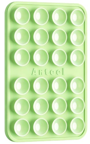 Anteel Max - Silicone Suction Phone Case Adhesive Mount, Upgraded Super Strong Grip, Durable, Easy to Use, Hands-Free Sticky Phone Holder for Selfies, Tiktok Videos, 2.56"x3.94" (Light Green) - color: Light Green