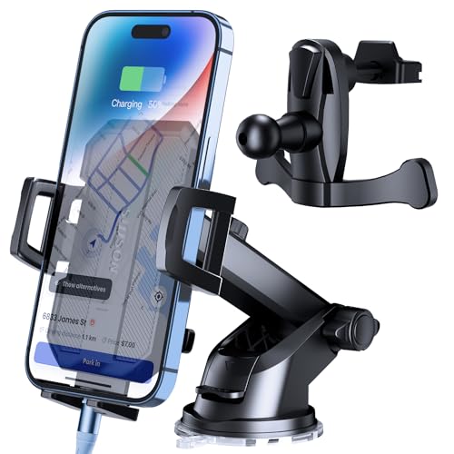 SUUSON Upgraded 3-in-1 Car Phone Holder Mount for Car, Carbon Black