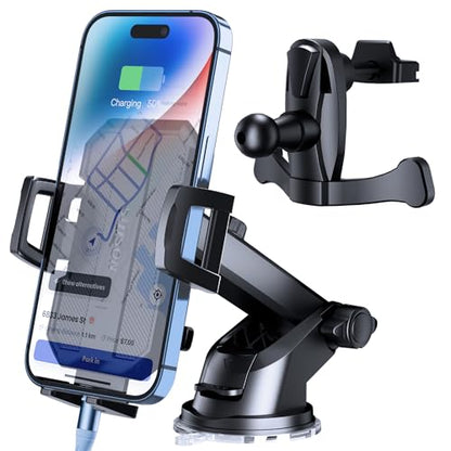 SUUSON Upgraded 3-in-1 Car Phone Holder Mount for Car, Carbon Black
