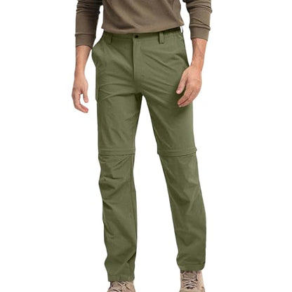 Mens Cargo Pants Convertible Zip-Off Waterproof Work Pants Lightweight with Multi Pockets Stretch Tactical Hiking Pant - color: 13#army Green, size: Medium