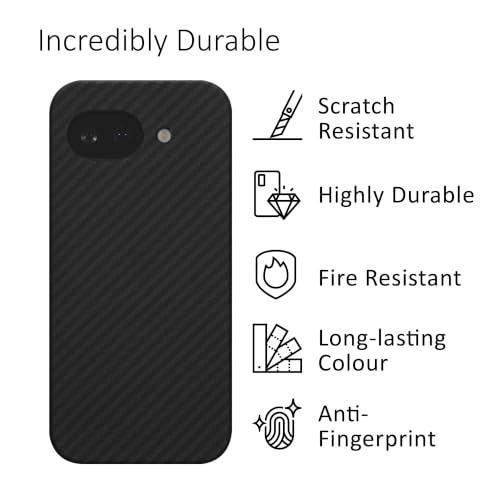 kalibri Aramid Fiber Case Compatible with Google Pixel 10a - Case Super Slim Strong Protective Phone Cover - Black Matte - size: Pixel 10a