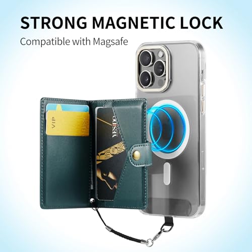 for Apple Magsafe Wallet,PU Leather Magnetic Wallet for iPhone 17/16/15/14/13/12 pro Max/Mini/plus,6 Card Holders with RFID Blocking (Dark green) - color: Dark green