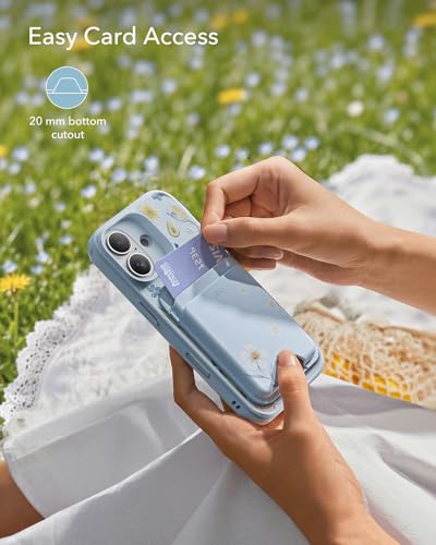 ESR Aura for MagSafe Wallet Women, 5 Card Holder for Phone, RFID Blocking | MagSafe Sticker Included, Slim Magnetic Wallet for iPhone 17/16/15/14/13/12, Selected Samsung, Tropical Paradise, Light Blue - color: Light Blue