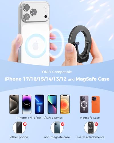 SUPERONE Two-Sided Magnetic Phone Ring Grip for MagSafe Adjustable Holder - color: Black