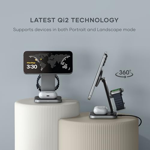 Satechi 3-in-1 Qi2 Wireless Charging Station, 15W Magnetic Charging - size: 3 in 1