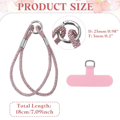 uxcell Phone Lanyard, Phone Wrist Rhinestone Strap Woven Lanyards Anti Theft Wristlet Straps with Tether Tabs - color: Pink