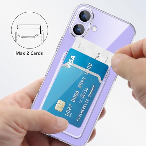 MZELQ Compatible with iPhone 16 Case Card Holder -Clear | Wallet Cover,Camera Protection + Screen Protector Soft Card Slot Phone Case - color: Clear, size: iPhone 16