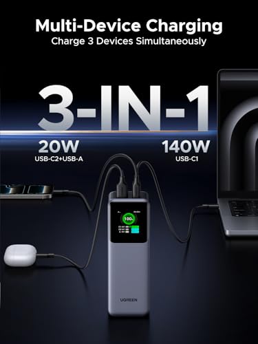 UGREEN Nexode 25000mAh 200W PD 3.1 TFT 3-Port Power Bank