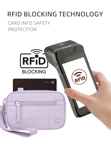 WESTBRONCO Wristlet Wallets for Women – RFID Blocking Quilted Nylon Phone Wallet, Card Holder Purse for Travel & Everyday Use - color: Purple