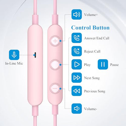 ACANDYA MFi-Certified Lighting Earbuds for iPhone 14 13 12 11 Pro Max Pink - color: Pink