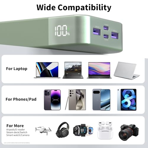 NOBIS 90W Portable Charger 20000mAh Laptop Power Bank Fast Charging - color: Green