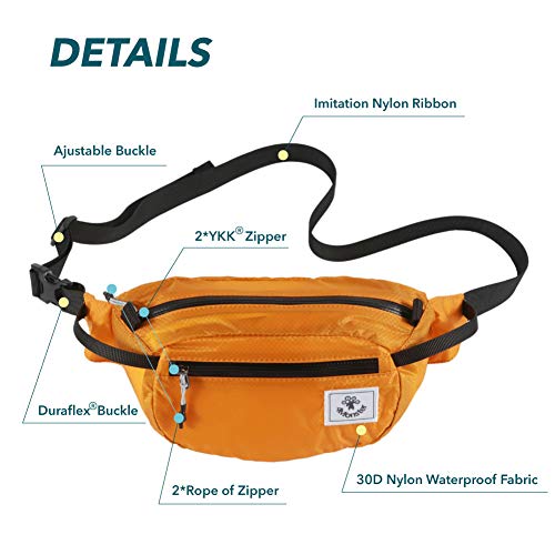 4Monster Hiking Waist Packs Portable,Water Resistant Fanny Bag with Adjustable Strap,Lightweight Crossbody Chest Bag Slim Bag - color: Orange