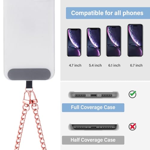 Canlierr 2 Pack Phone Chain Crossbody, with Tether Tab, Rose Gold - color: Rose Gold