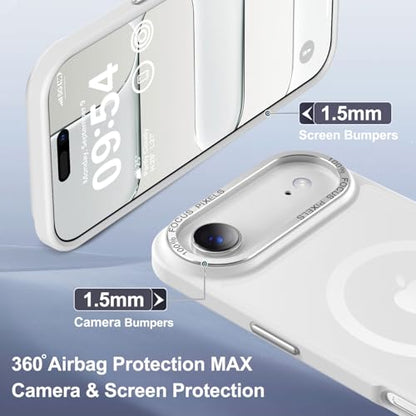 Newfuture Magnetic for iPhone Air Case Matte Shockproof, Frosted White | Military Drop Protection, Slim Matte Anti-Fingerprint, Compatible with Magsafe, Camera Guard, Translucent Protective Cover - color: Frosted White, size: iPhone Air 6.5 inch